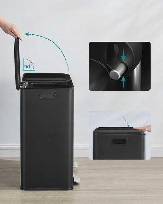 Kosz na śmieci 2x30L z 2 przegródkami Sortowanie  ciche domykanie