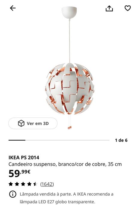 Candeeiro IKEA bom estado