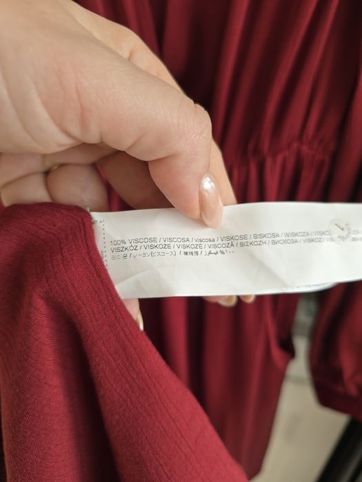 Sukienka z wiskozy Mango XS-S burgund bordo jesień kopertowa zwiewna