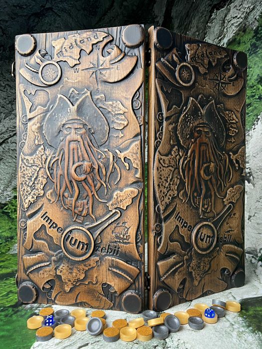 нарди нарды з дерева, пірати, морські, деві джонс, череп, роза вітрів