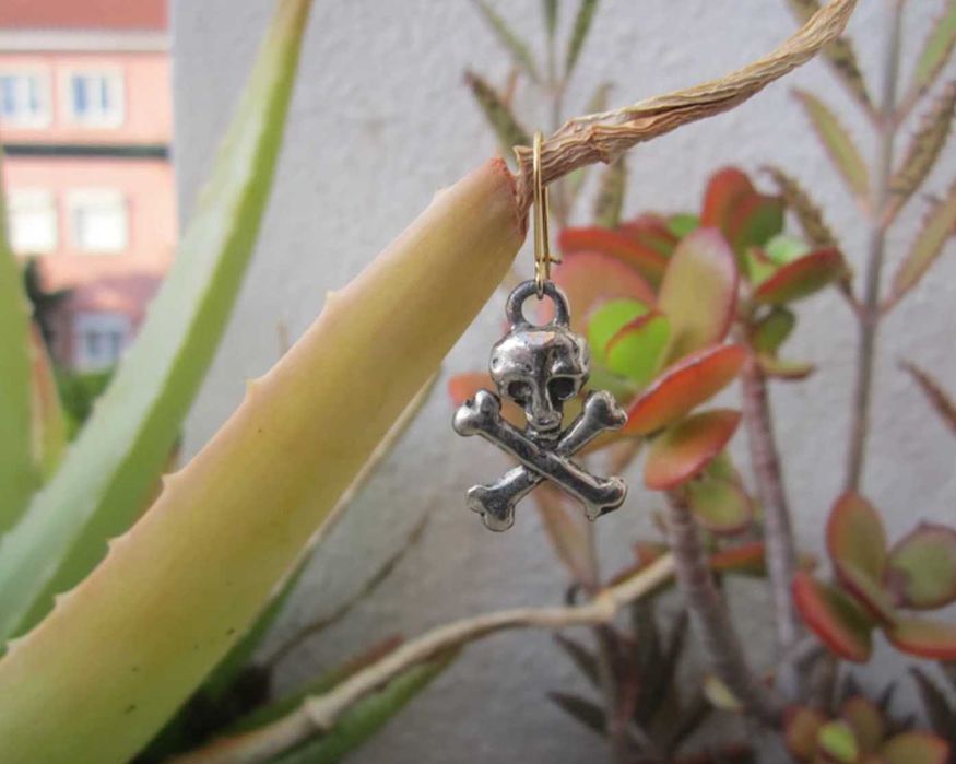 Brinco Caveira prateada de aço 2,5 cm
