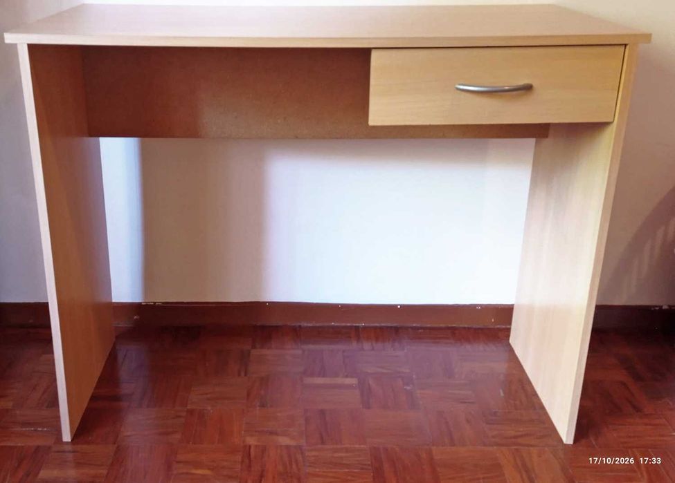 Secretária Cadeira Madeira 1 Gaveta Castanho - Oferta