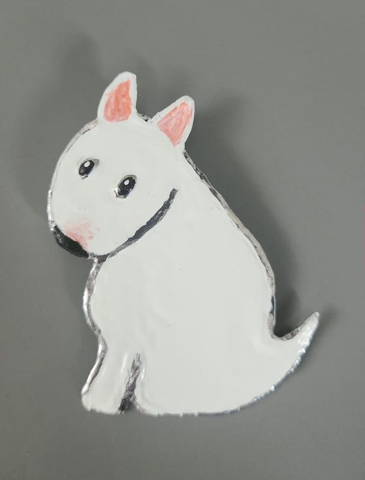 Bullterrier broszka przypinka handmade