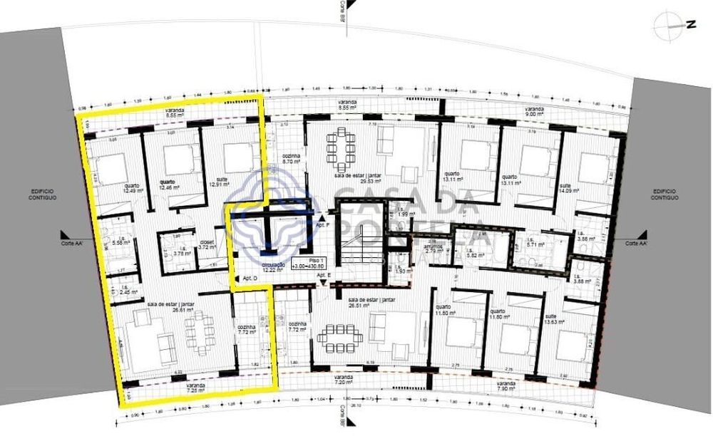 Apartamento T3 novo em construção, com lugar de garagem e elevador, pe