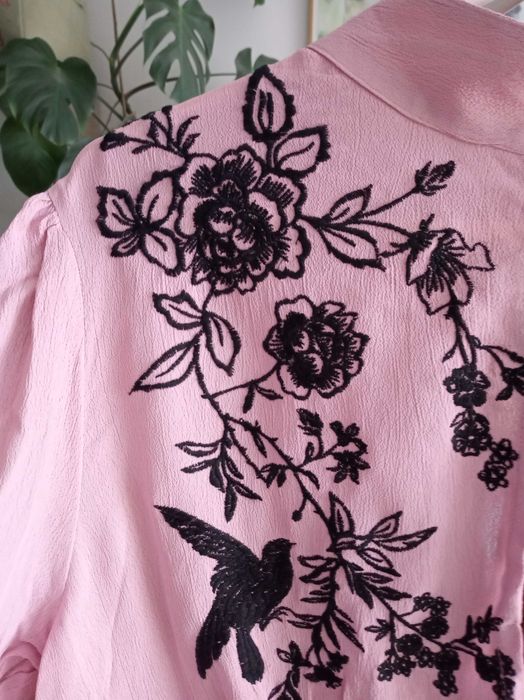 Elegancka bluzka ASOS 40 L baskinka odkryte plecy wieczorowa haft