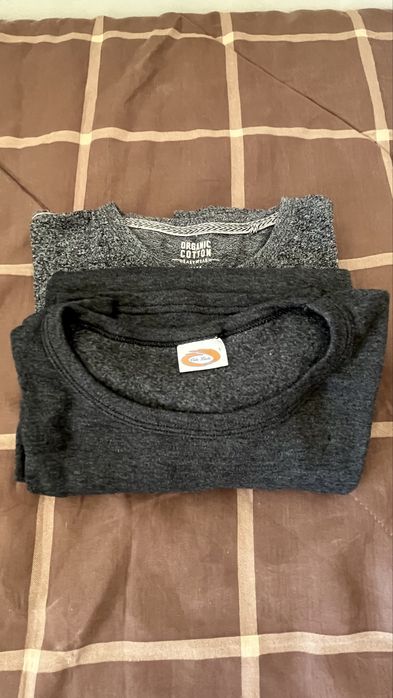 Pack 2 T-shirts manga comprida cinzento escuro — tamanho L