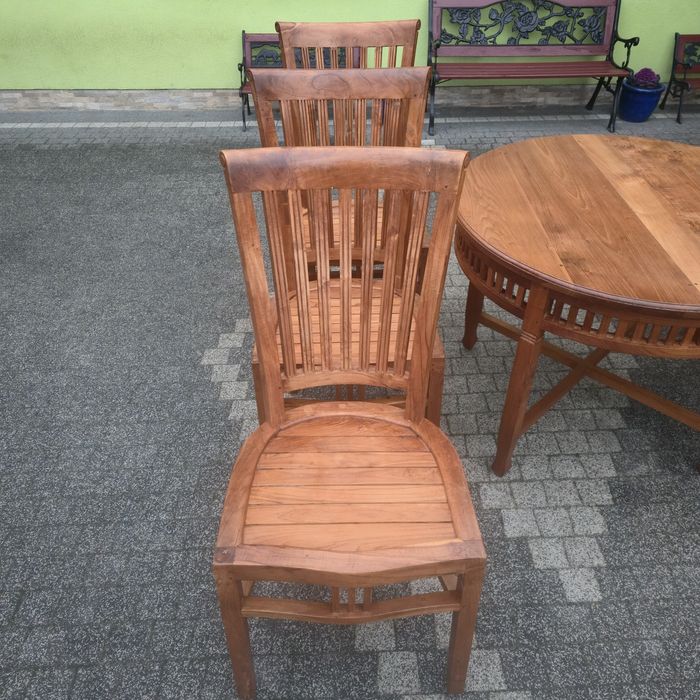 Komplet tekowy stół i 6 krzesł