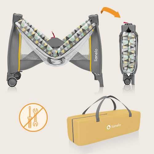 Cama de viagem Lionelo com muitos acessórios