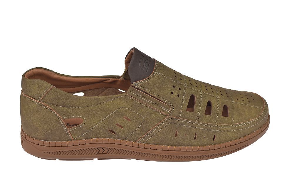 Mokasyny męskie ażurowe letnie khaki P-4-7045 rozmiar: 40