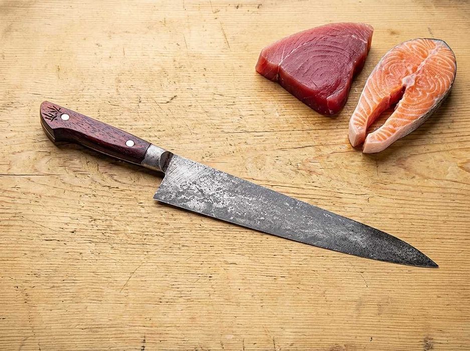 Japoński Nóż Szefa Kuchni Gyuto Hidetsuna 245mm Stal Węglowa Vintage