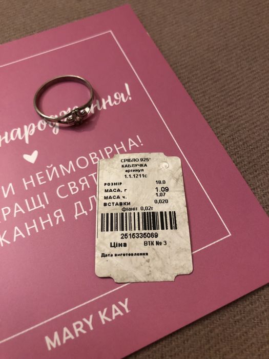 Срібна каблучка з фіанітом