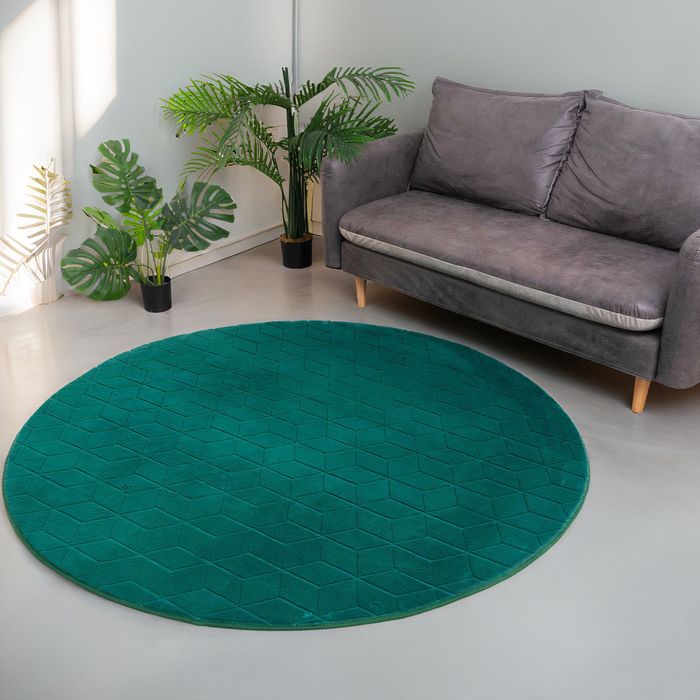 Dywan Villago Coniglio okrągły ZIELONY śr. 140 cm – pluszowy, miękki‼️