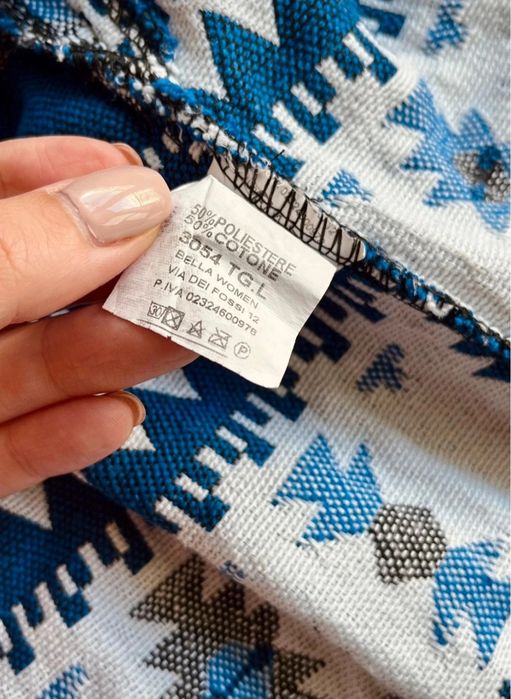 Sukienka krótka koktajlowa we wzory norweskie bawełniana  okazjonalna