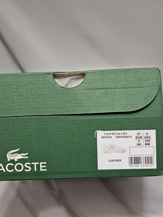 Кеди Lacoste білі шкіра 37 T-Clip SET 224 2 SFA