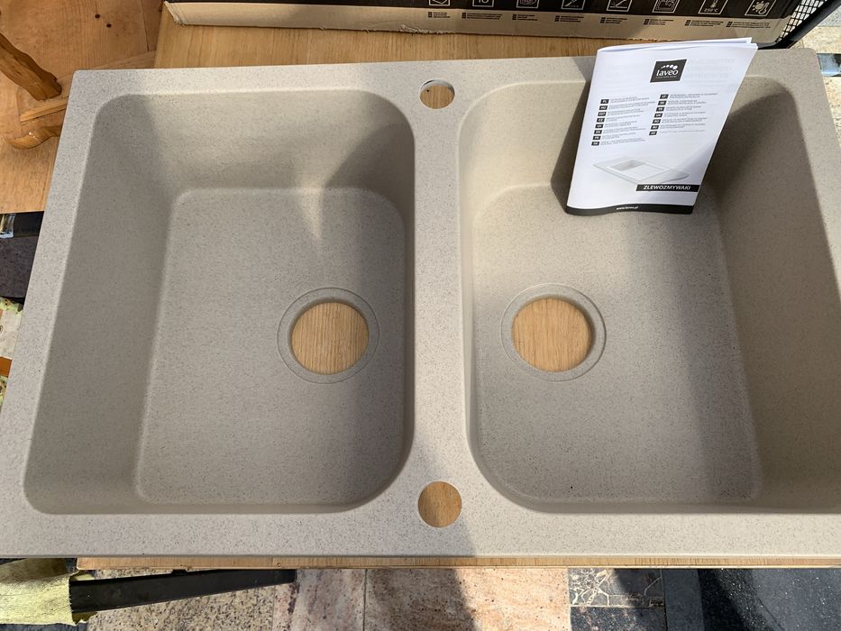 Nowy zlewozmywak granitowy dwukomorowy