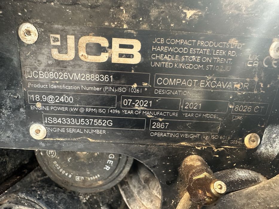 Minikoparka JCB 8025. 2021 r