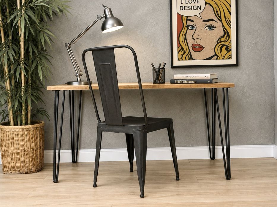 mesa secretaria consola metal madeira industrial rustica