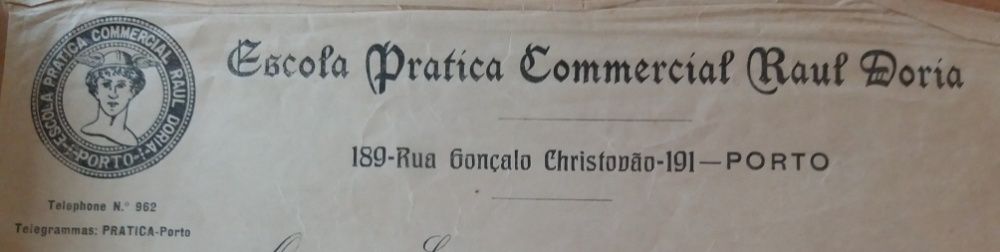 Exercícios dactilográficos de 1912-Escola Prática Comercial Raul Dória