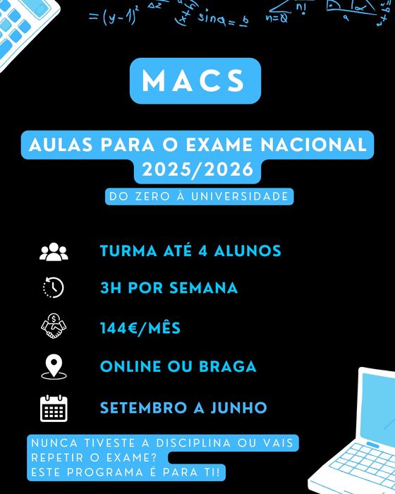 MACS ou Mat A: Explicações - Preparação Exame Nacional