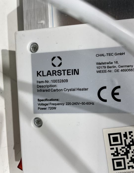 Обігрівач інфрачервоний 120*60см Klarstein Wonderwall 10032809