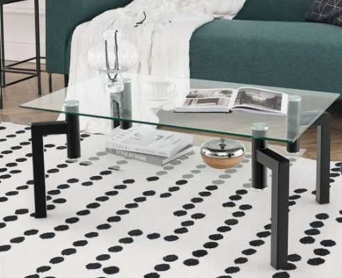 Stolik kawowy z blatem ze szkła hartowanego 43x100x60cm