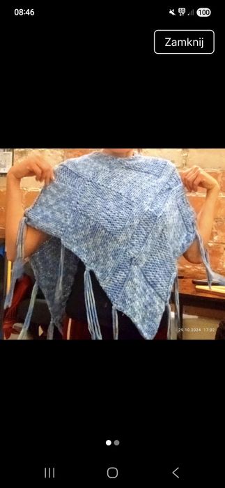 Poncho narzutka wełniana