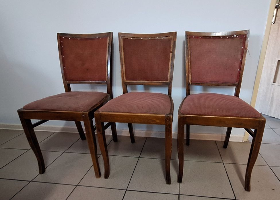Krzesło drewniane tapicerowane 3 szt