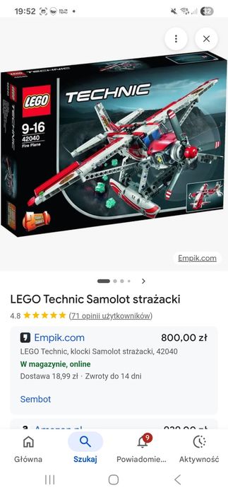 Klocki LEGO Technic Samolot strażacki, 42040