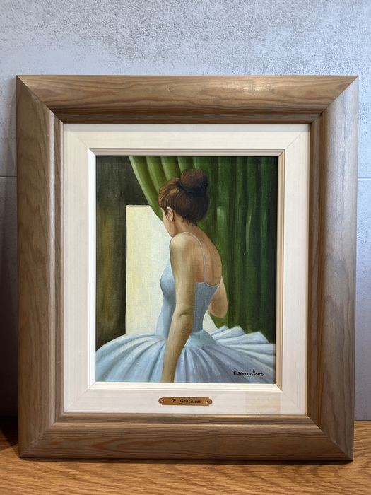 Par de quadros pintados à mão 43x38