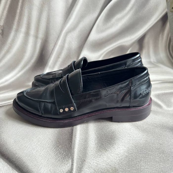 Шкіряні чорні лофери Massimo Dutti 37 рощімр
