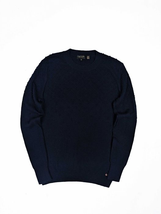 Granatowy sweter M z wełną wełniany ted baker