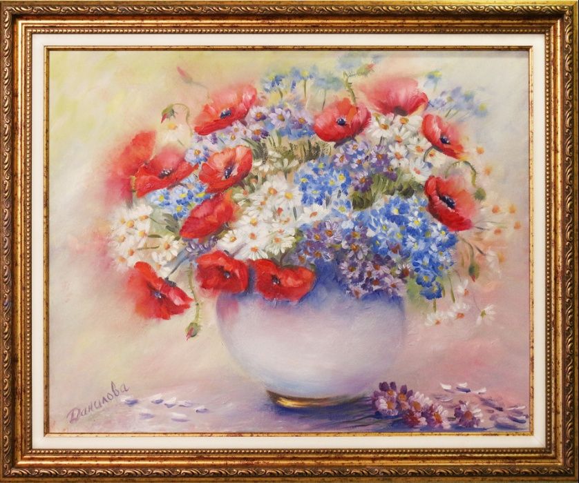 Картина маслом полевые цветы