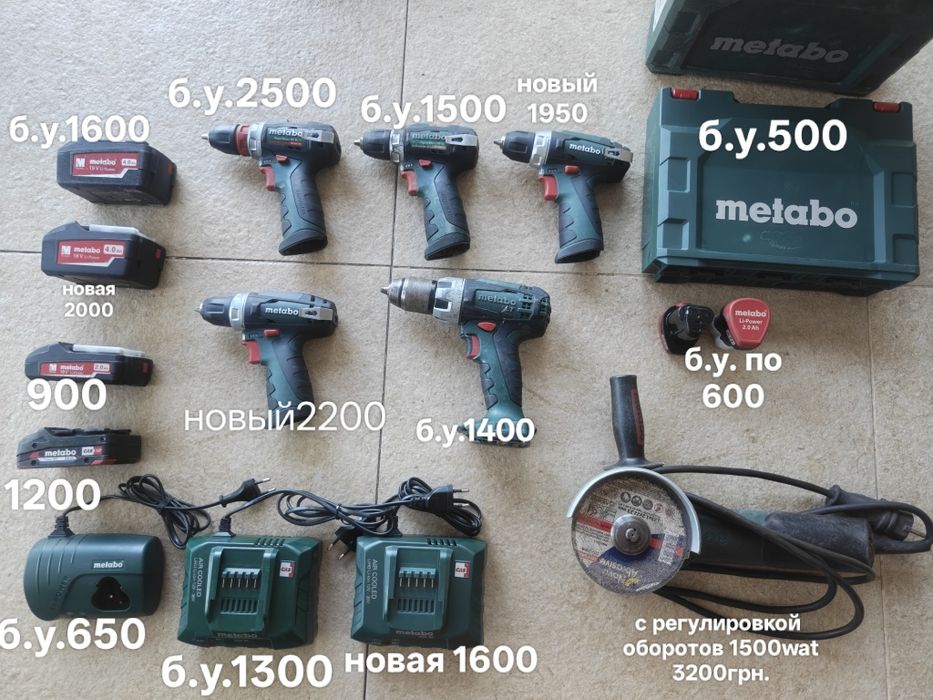 Метабо Бош Макита Пила Фонарик болгарка шуруповёрт акумулятор кусторез