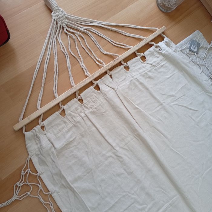 Beżowy hamak Boho z frędzlami