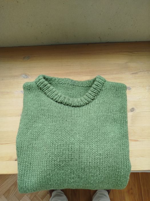 Camisola de lã artesanal, verde seco, L