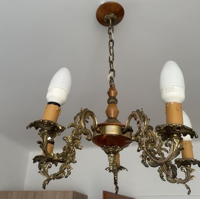 Żyrandol mosiężny prl retro z czasow komuny