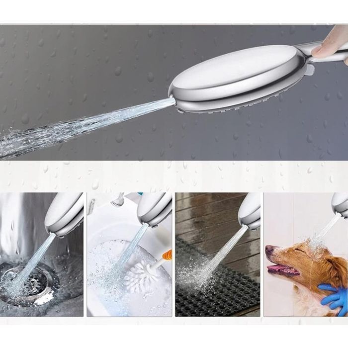 Zestaw Prysznicowy Słuchawka z Wężem Uchwyt Przyssawka + 6 Trybów