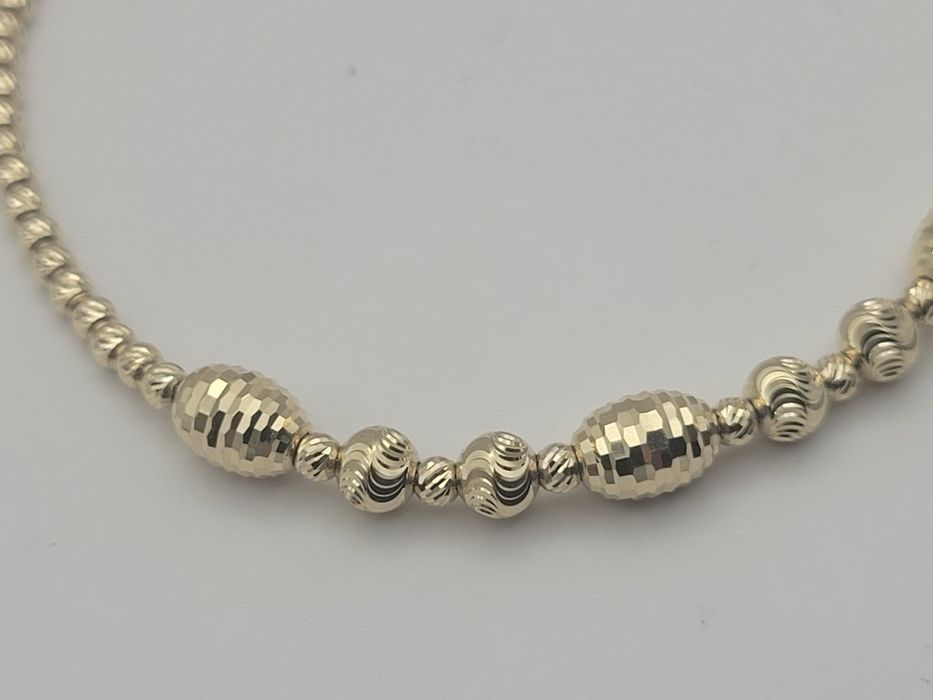 Nowa Złota bransoletka złoto próby 585, kuleczki diamentowane ocechowa