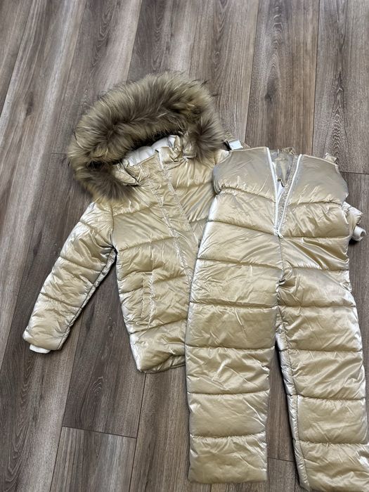 Зимовий комплект костюм комбінезон 116-122 беж бархат teplee.net