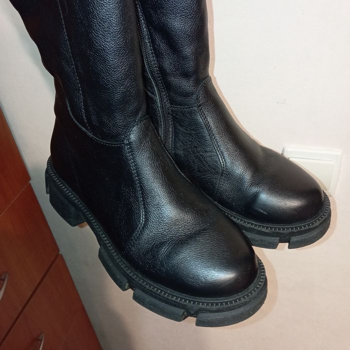 Сапожки 25 см шкіряні зимові ботфорди жін 40 розм