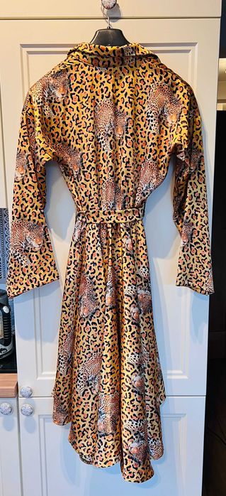 Zalla Sara Zalewska Kimono Kopertowa sukienka midi motyw panterki S 36
