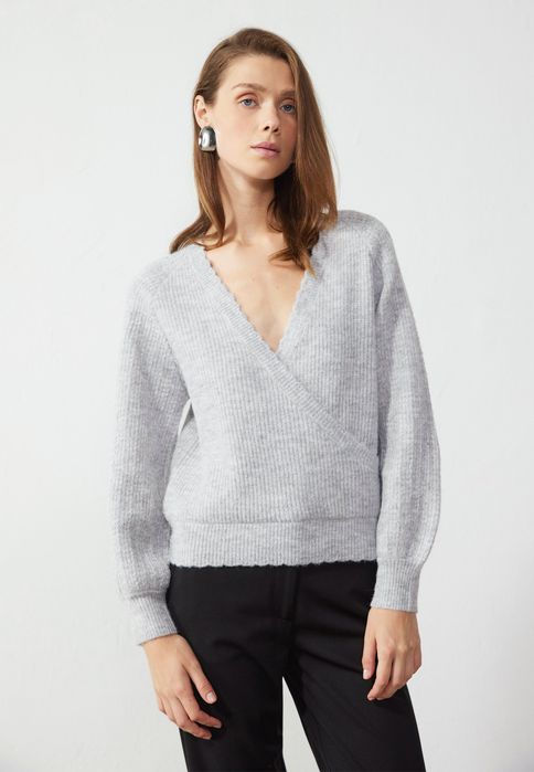 Sweter z kopertowym dekoltem Anna Field XL
