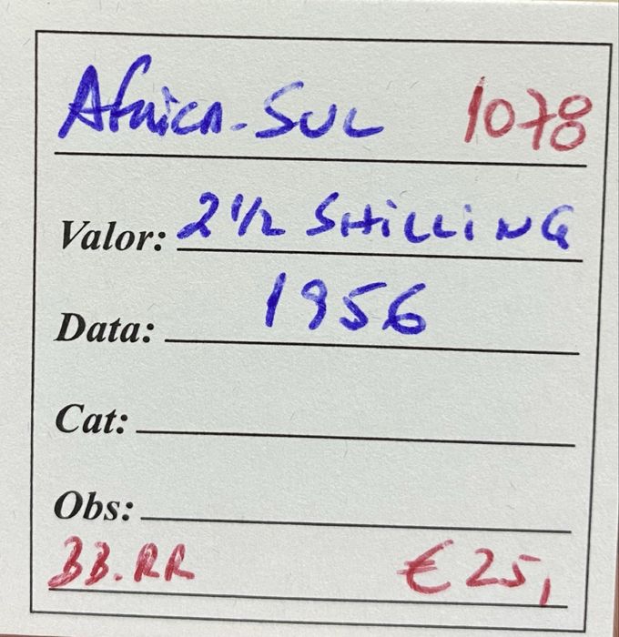 Moeda 1078 - AFRICA - SUL 2 1/2 Shilling 1956 Prata