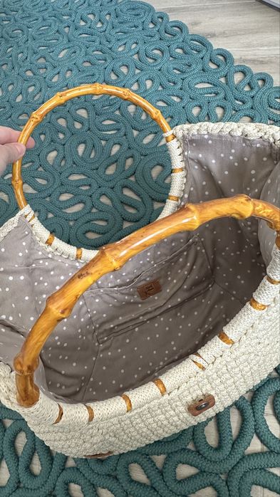 Сумка вʼязана макраме, handmade плетена, біла молочна, пляж
