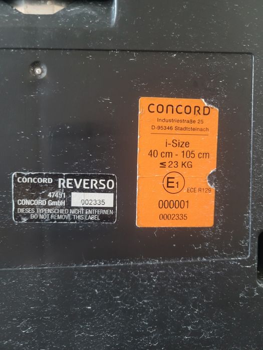 Concord reverso 9- 23 kg fotelik samochodowy isofix  tyłem do kierunku