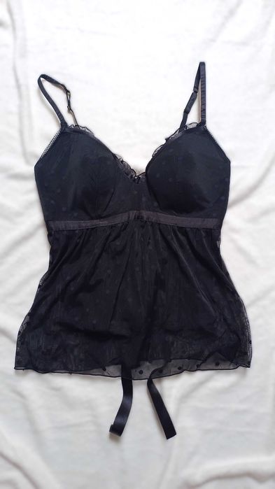 Sexi koszulka nocna z gorsetem delikatny top usztywniane miseczki 80C