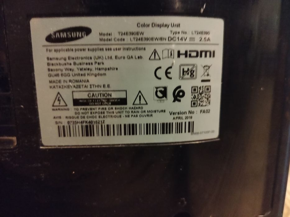 Monitor Samsung z funkcją TV model T24E390EW.