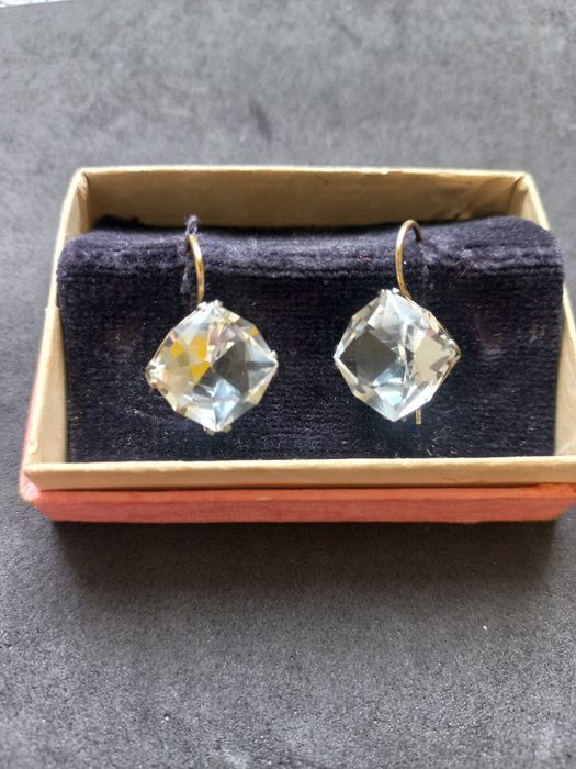 Серьги серебро 875проба звезда горный хрусталь