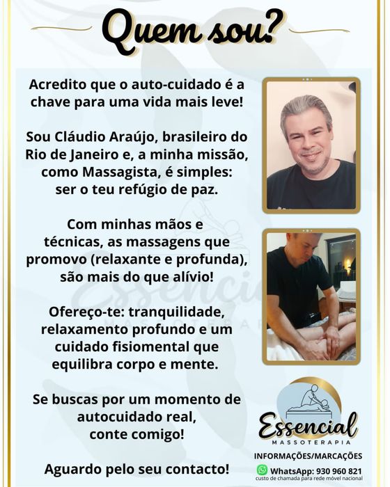 Fadiga? Massagista masc -  atendimento unissex (gabinete e domiciliar)