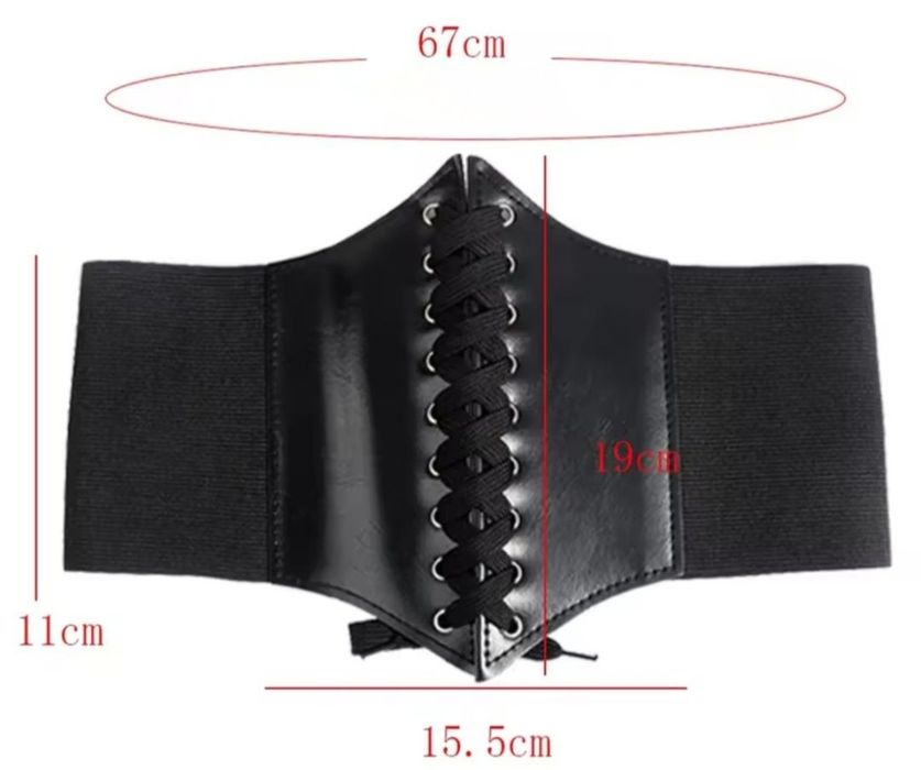 Czarny szeroki pasek damski, gorset, nowy